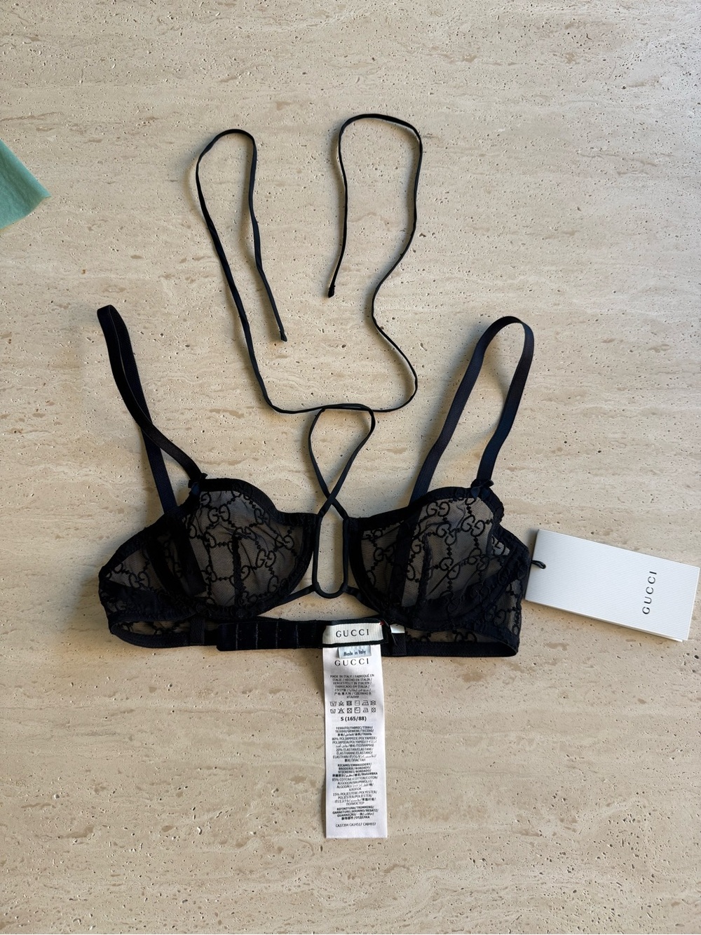 NWT Gucci Embroidered GG Logo Black Tulle Lingerie Set Sz/ S - Picture 6 of 16